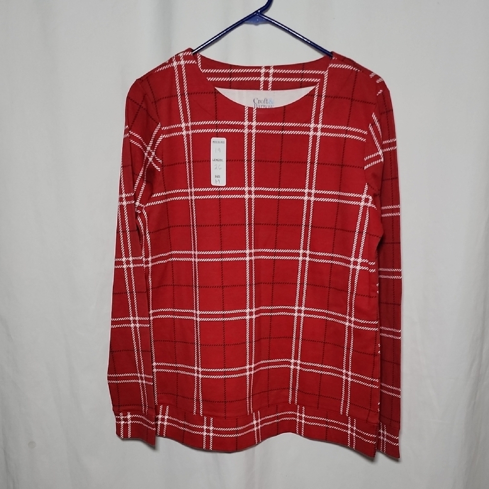 Croft & Barrow Red Plaid Long Sleeve Tee